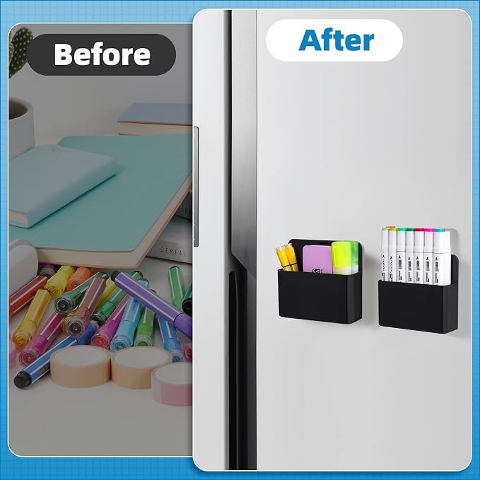 Mabrasse 2p Magnetic Dry Erase Marker Holder, Pen and Eraser Holder - Image 3