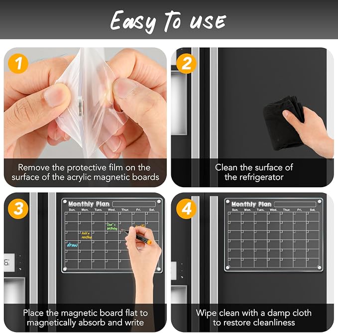 DIYMAG Magnetic Calendar for Refrigerator 3 PCS Dry Erase Whiteboard - Image 5