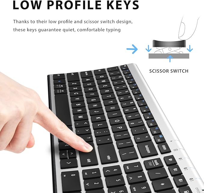 iClever BK10 Bluetooth Keyboard, Universal Bluetooth 5.1 Wireless Keyboard with Number Pad, Ergonomic Design, Multi-Device Compatibility, Stable Connection for Mac, iPad, iPhone, Android, Windows-DeskLoop Office