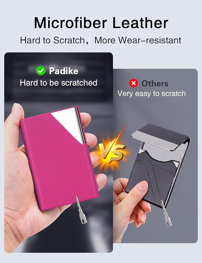 Padike Business Card Holder, Upgraded Leather Business Card Case Pocket Card - Image 3