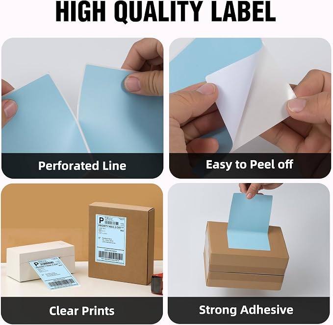 4"x6" Blue Direct Thermal Labels, 500 Fanfold Shipping & Address Label Paper - Image 4