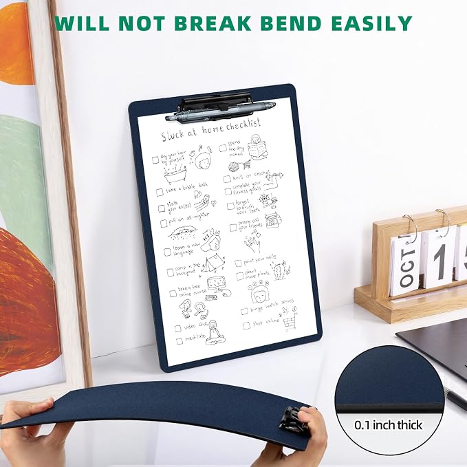 FRETONBA Clipboard with Pen Holder, Plastic Clipboard with Low Profile Metal - Image 7