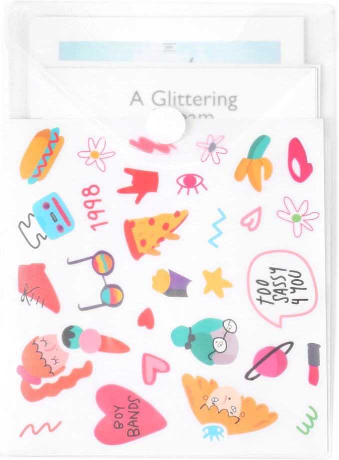 7x9 Clear Plastic Envelopes Hook Loop Closure Receipt Stickers Storage Holder - Image 6