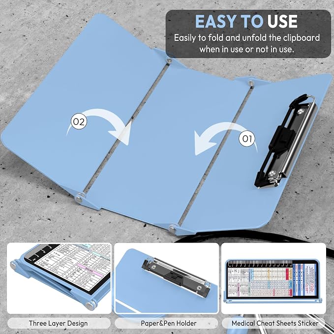 Nursing Clipboard Foldable, Foldable Clipboard w/Nursing Edition Cheat Charts - Image 5