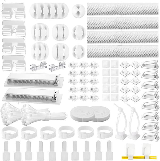 Cable Management Kit, 67 Adhesive Cable Clips, Topavatop Desk Cord Organizer by Topavatop