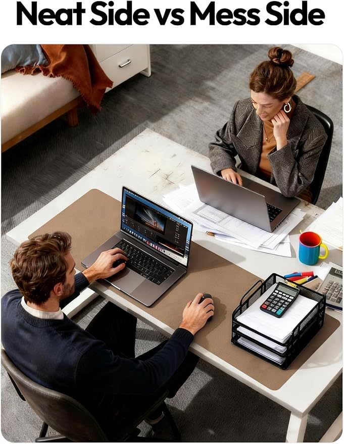 YSAGi Leather Desk Protector, Office Mat, Large Mouse Mat, Non-Slip PU Leather - Image 6