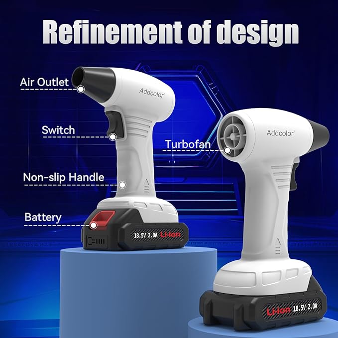 Leaf Blower Cordless, Portable Handheld Blowers with 18.5V 2.0Ah Battery and Charger, Electric Leaf Blower for Dust Snow Blowing, Lawn Care, Patio, White-DeskLoop Office