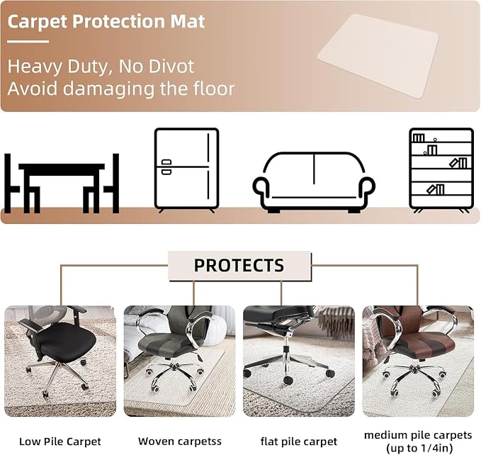 Office Chair Mat for Carpets, 2 Pack 36" x 48" Chair Mat, Slip Resistant Heavy - Image 7