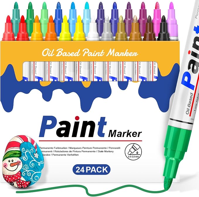 DAPAWIN Oil Based Paint Pen: Permanent Paint Marker, Waterproof Paint Set of 24 by dapawin