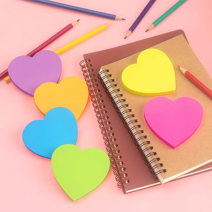 Heart Shape Sticky Notes 6 Color Bright Colorful Sticky Pad 75 Sheets/Pad - Image 7