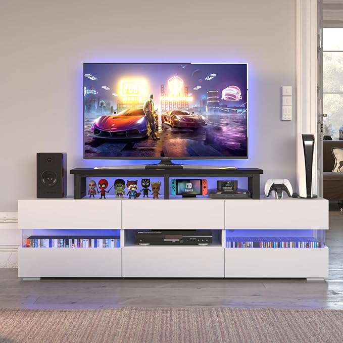 45" Large TV Riser for 32-60 inch TV, TV Riser Stand Shelf with Steel Legs, Tabletop TV Stand Riser for Home Office,Black-DeskLoop Office