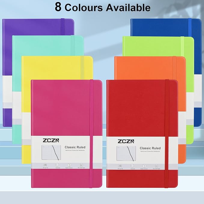 ZCZN 8 Pack Hardcover Journal Notebooks, 8 Colors, A5 Lined Journals - Image 8