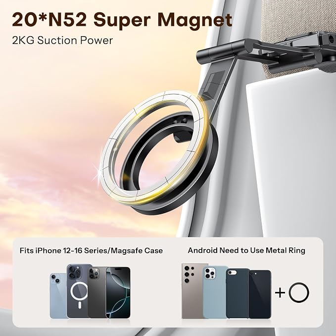 OMOTON TP02 360° Rotating for MagSafe Tripod, Aluminum Magnetic Phone Tripod - Image 2