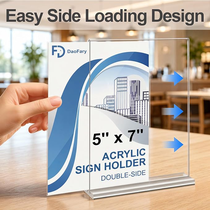 Daofary Acrylic Sign Holder 5 x 7, 16 Pack Double-Sided Stand up Table Top - Image 4