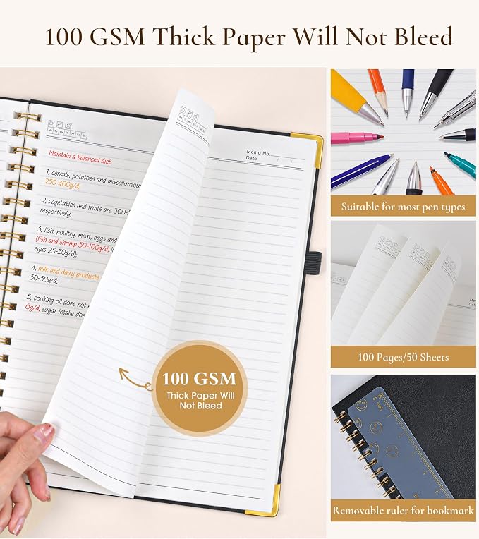 Hardcover Spiral Notebook Journal 8.5” x 11”, A4 Large Leather Notebooks - Image 5