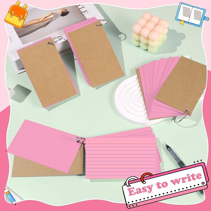 Pink Index Cards 3x5 Inch Lined Flash Cards - Image 3