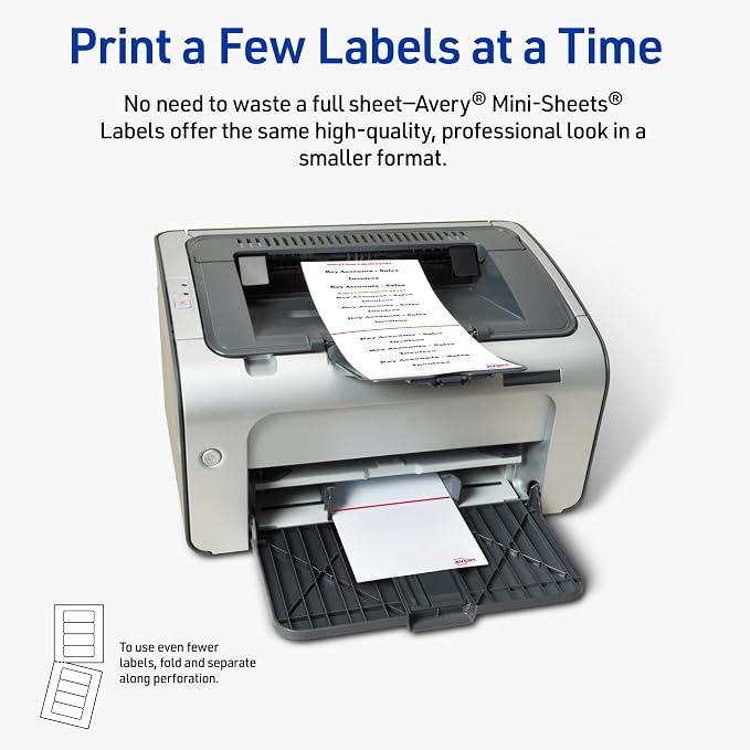 Avery Printable Mini-Sheets File Folder Labels, 2/3" x 3-7/16", Matte White - Image 3