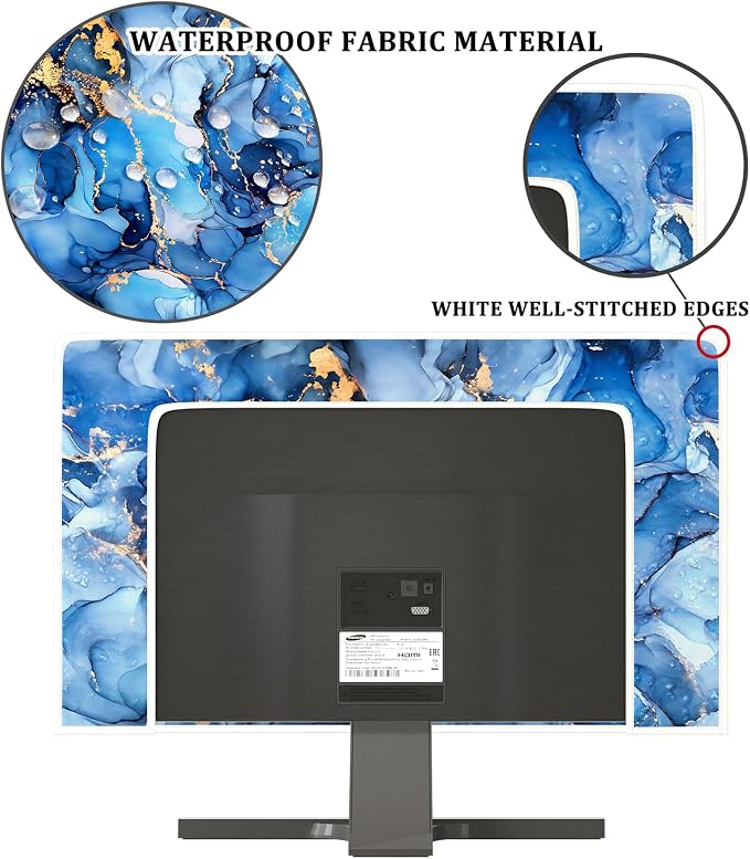 Baocicco Navy Blue Gold Marble Computer Monitor Dust Cover Creative Texture - Image 3