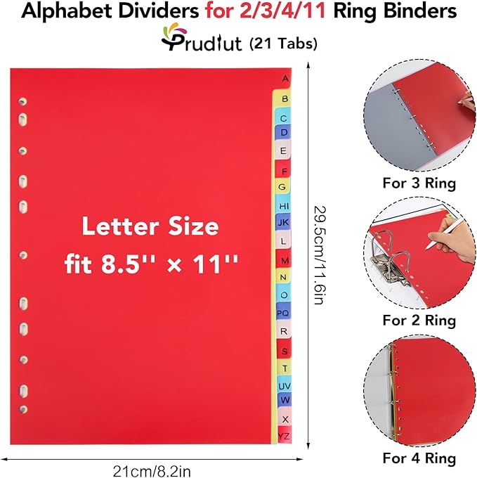 3 Sets 21-Tab A-Z Alphabet Binder Dividers - Image 2