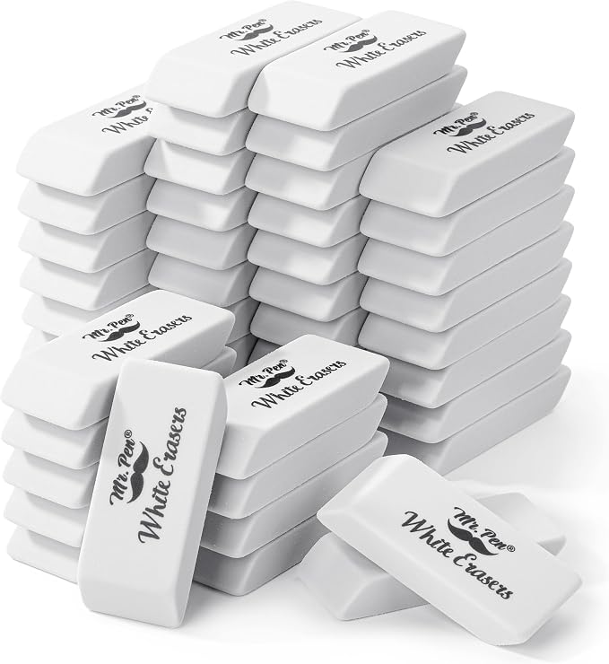 Mr. Pen- White Pencil Eraser, 36 Pack | Large Latex Free Block Erasers Bulk by MrPen