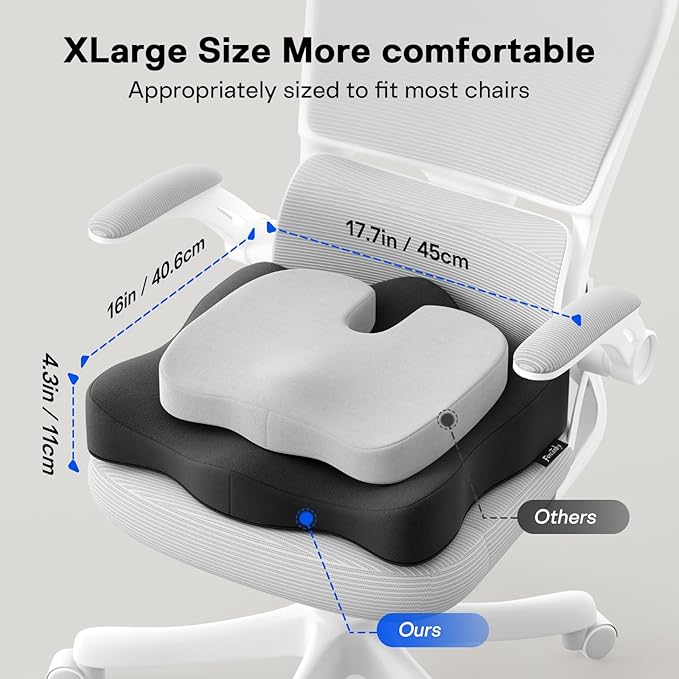 Seat Cushions for Office Chairs - Pressure Relief Seat Cushion - Car Seat Cushions for Pressure Relief, Tailbone Pain, Sciatica & Back Pain Relief for Office Chairs (Jet Black)-DeskLoop Office