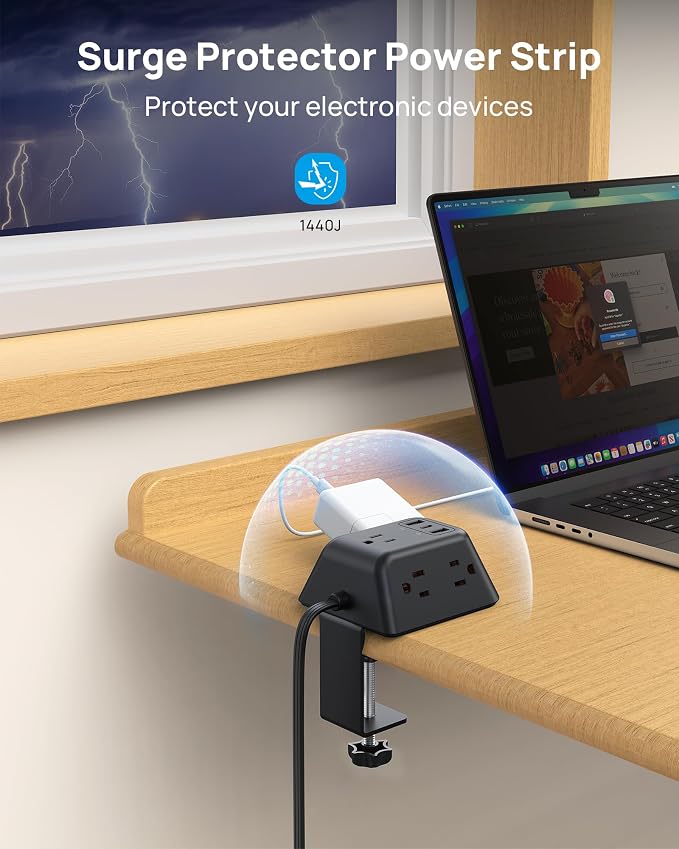 Desk Clamp Power Strip, Surge Protector - Image 6