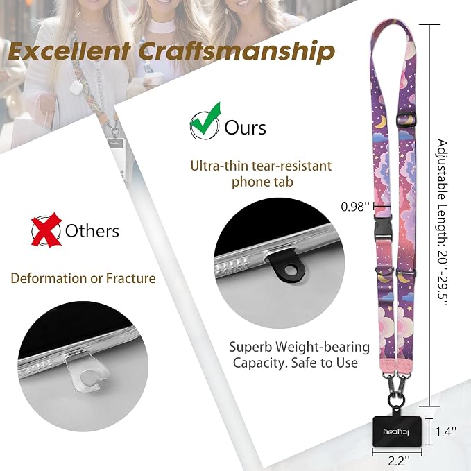 Icycay Phone Lanyard Crossbody, Clouds Cell Phone Strap - Image 5