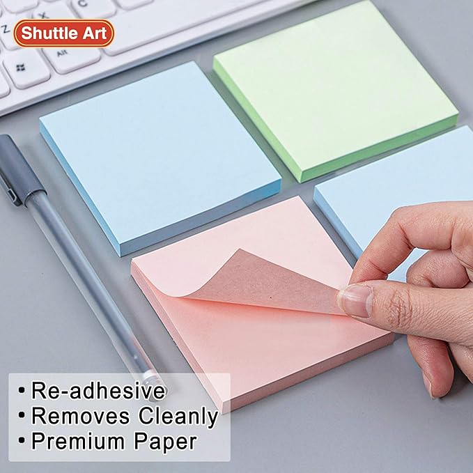 Sticky Notes, Shuttle Art 9 Bright Colors Stickies, 9 Pads 630 Sheets Total, 3x3 Inches Self-Stick Pads for Home, School, Office-DeskLoop Office