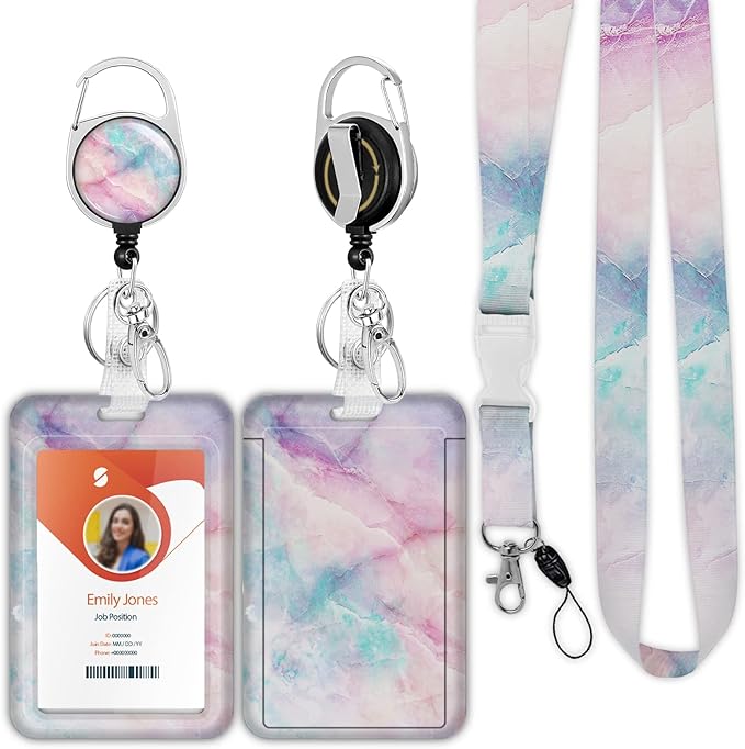 ID Badge Holder with Lanyard, Retractable ID Badge Card Holders Detachable Neck by Boutilon