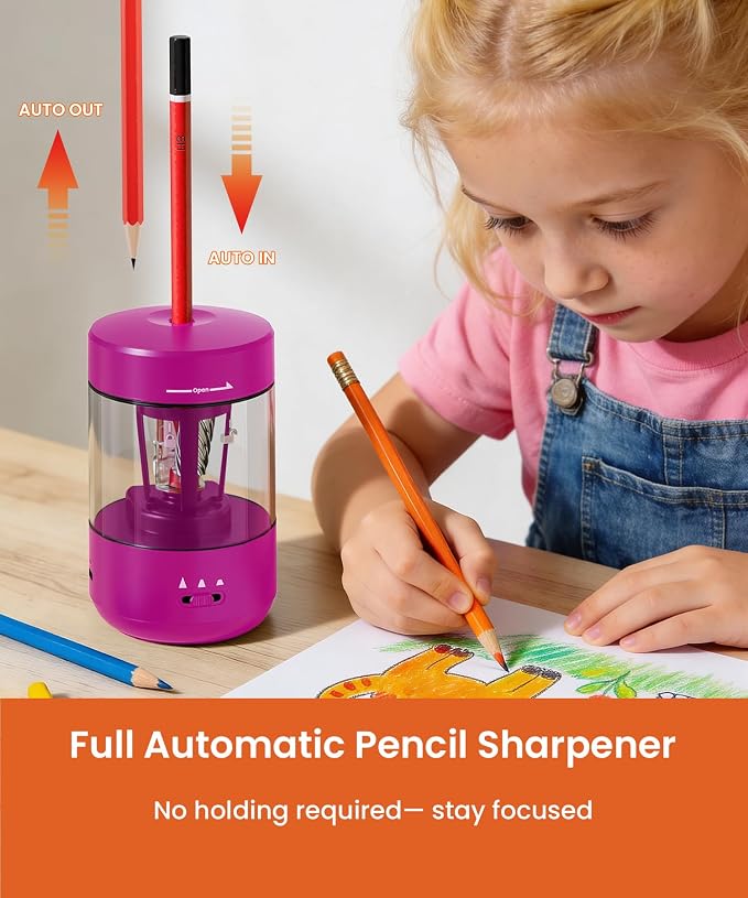 Electric Pencil Sharpener for Classroom, Fully Automatic Pencil Sharpener for - Image 2