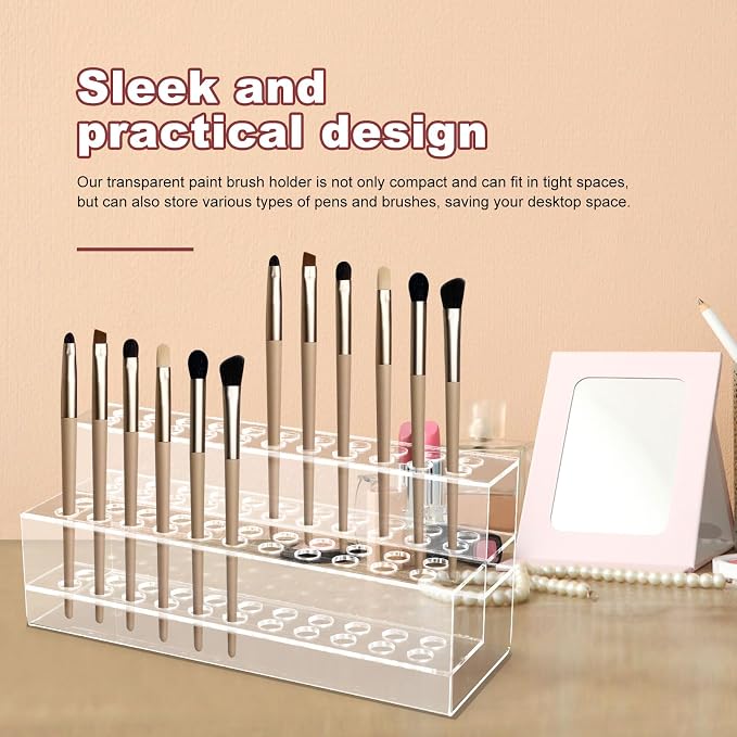 Acrylic Pen Holder, 44-Slots Pen Display Stand Focal Pen Holder Beadable Pen - Image 6