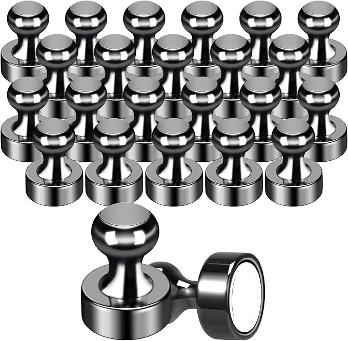 GOOLADA Pack of 56 Black Magnetic Push Pins, Fridge Magnets by GOOLADA