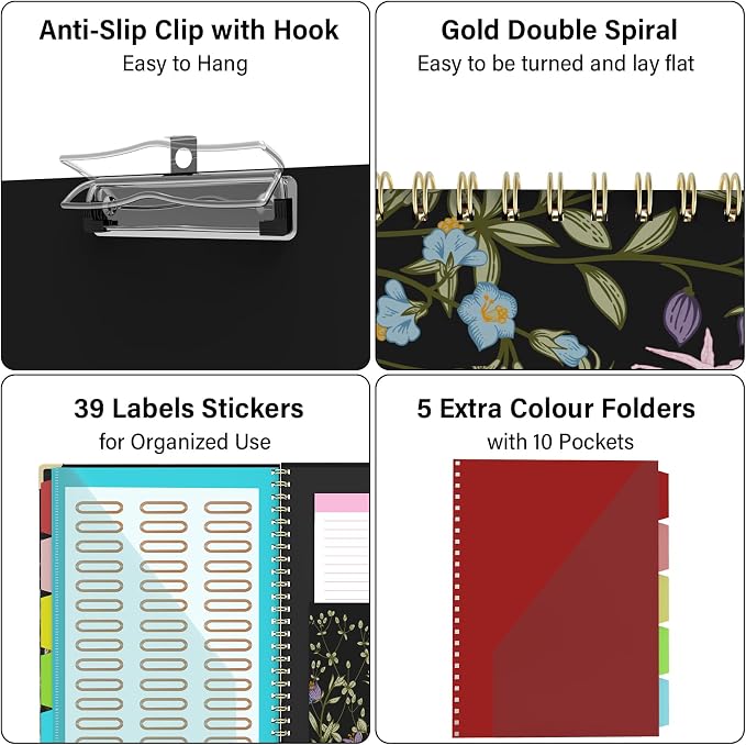 Foldable Clipboard Folio with Storage, 5 Plastic Folders with 10 Pockets - Image 3