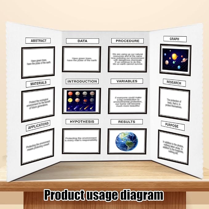 Paterr Trifold Poster Board with Storage Bag, Hook and Loop Fabric, Foldable 3 Panel Presentation Board for Science Fair and Exhibitions(White,72 x 36 Inch)-DeskLoop Office