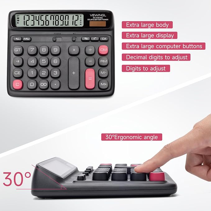 VEWINGL Desktop Calculator, 12-Digit Large LCD Display, Big Computer-Style Keys - Image 4