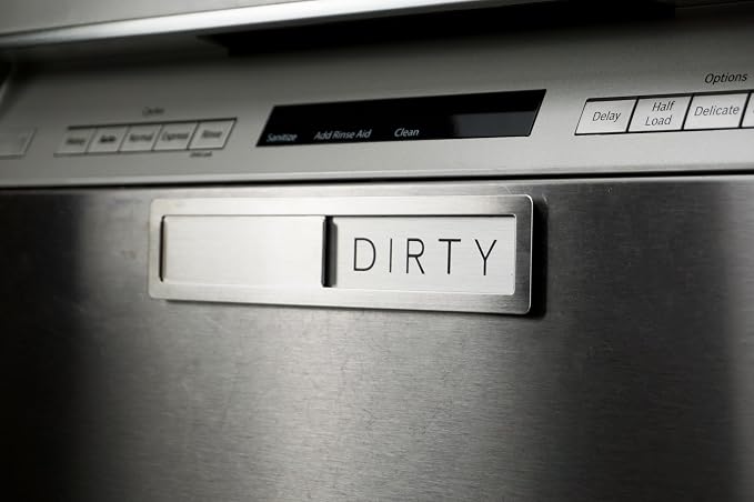 Stainless Steel Dishwasher Magnet Clean Dirty Sign - Image 4