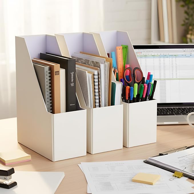 Gueevin Set of 6 Magazine File Holders, Sturdy Cardboard Desk Magazine Organizer - Image 5