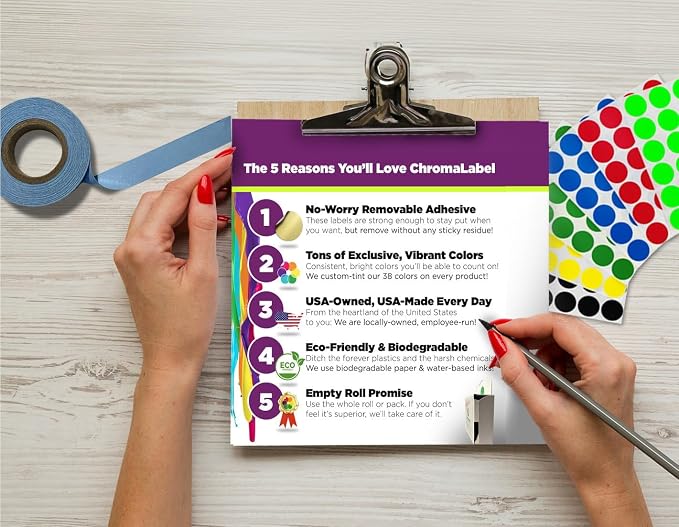 ChromaLabel 1/2 Inch Circle Sticker Labels, High Visibility Round Colored - Image 2