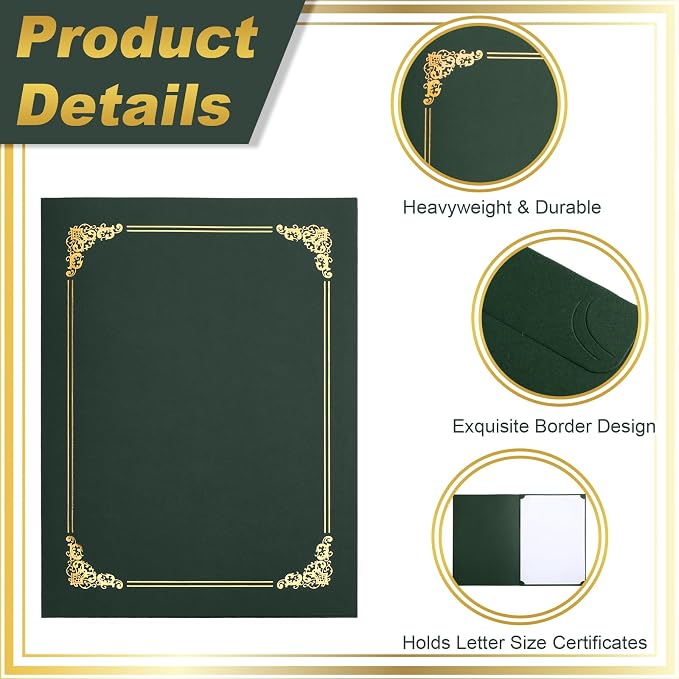 Fainne 120 Pack Certificate Holders Bulk, Diploma Covers Gold Foil Border - Image 4
