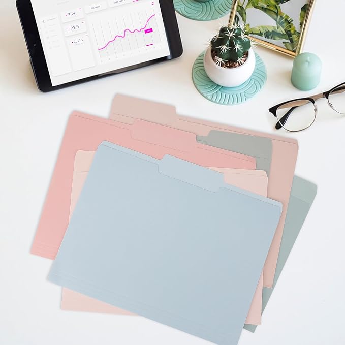 pmybupo Pink File Folders with Tabs –Colored File Folders, 1/3 Cut Top Tabs - Image 5