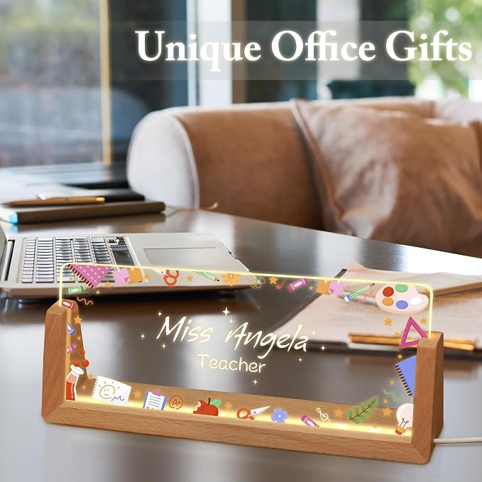 Custom Name Plate for Desk, Personalized Light Up Acrylic Desk Name Plate - Image 7