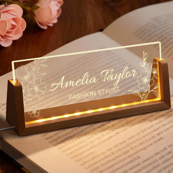 Custom Light Up Name Plate for Desk, Personalized LED Acrylic Name Sign - Image 6