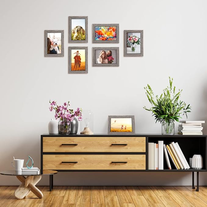 Giftgarden 4x6 Picture Frame Distressed Grey, 4 by 6 Rustic Wood-grain Gray - Image 5