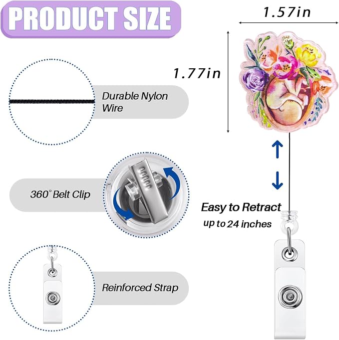 Floral Fetus L&D Badge Reel Retractable - Image 2