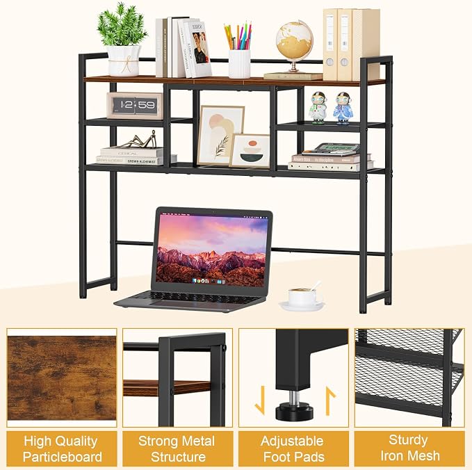 Snughome Desk Shelf, 38.6" Desktop Bookshelf, Desk Hutch Dorm, Countertop - Image 8