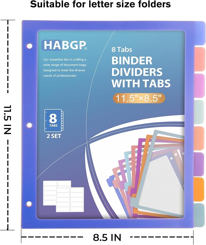 HABGP 2 Set 8 Tab Binder Dividers - Image 3