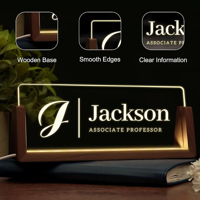 Custom Light Up Name Plate for Desk, Desk Name Plate Personalized - Image 3