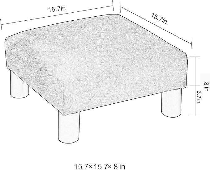 Joveco 15'' Small Foot Rest Stool Ottoman- Upholstered Footstool and Ottomans Small Footrest for High Beds- Lightweight and Portable, Light Gray-DeskLoop Office