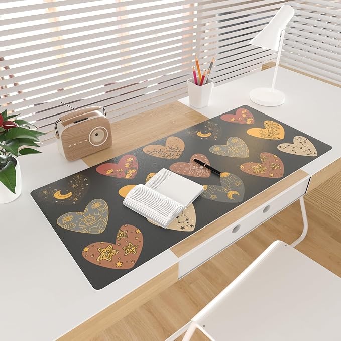 Colorful Star Magic Heart Leather Mouse Pad, Large Pad - Image 3