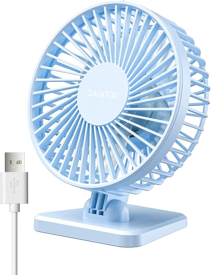 Gaiatop USB Desk Fan, Small But Powerful, Personal Portable Quiet 3 Speeds by GAIATOP